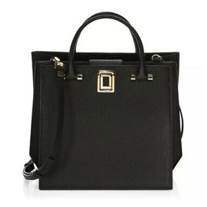 NWT Luana Italy Origami Black Pebbled Leather Tote